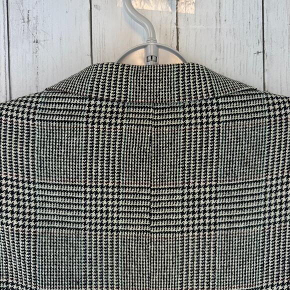 VTG 80's Brooks Brothers Black Wool Houndstooth Windowpane Blazer Size 46 Long - Picture 7 of 14